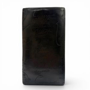 Excellent condition ▼ Berluti leather Olga era calligraphy long wallet bi-fold wallet billfold black men's