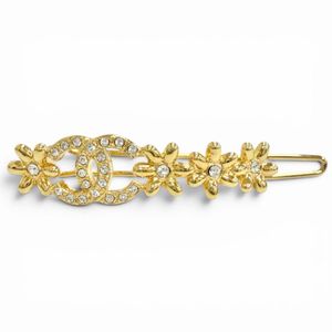 Mint condition △CHANEL I23A Coco Mark Flower Rhinestone Barrette Hair Clip Hairpin Hair Accessory Gold Made in Italy Women's with Box Highly Recommended◎