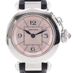 Cartier Miss Pasha W3140026 watch, stainless steel and leather strap, quartz movement, analog display, pink dial, women's watch [used]