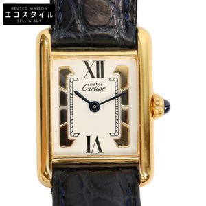 นาฬิกาข้อมือควอตซ์ Cartier รุ่น 82-95s 925 Trinity Dial Must Tank SM Vermeil สายหนัง [มือสอง]