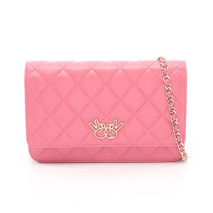 【中古】 シャネル CHANEL ショルダーバッグ マトラッセ ダブルピース ピンク ラムスキン(羊革) マトラッセ ダブルピース チェーンウォレット レディース