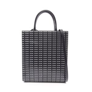 【二手】Celine CELINE托特包 小號豎款 Cabas Triomphe 2WAY 191542 黑色 PVC 塗層帆布 皮革 垂直 Cabas 小號