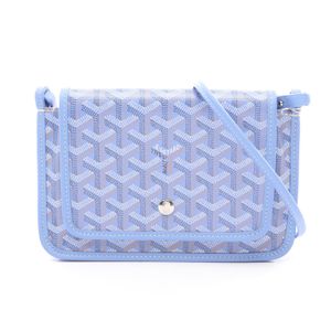 【二手】Goyard GOYARD Pouch Poch Wallet Shoulder Bag，淺藍色，PVC塗層帆布，皮革，Plume Pouch Wallet，女士款