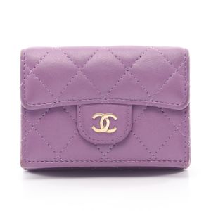 【ของมือสอง】ชาเนล (CHANEL) กระเป๋าสตางค์พับสามตอน คลาสสิก สมอล ฟลัป วอลเล็ท มาทราสเซ่ (Matelassé) รุ่น AP0230 สีม่วง หนังแกะ (Lambskin) คลาสสิก สมอล ฟลัป วอลเล็ท