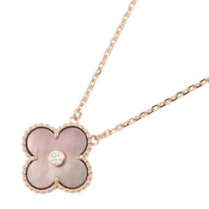 【二手】梵克雅寶 (Van Cleef & Arpels) 復古 Alhambra 項鍊，灰色珍珠母貝，1PD 項鍊，頸圍 37/41.5 厘米，K18PG（玫瑰金），鑽石
