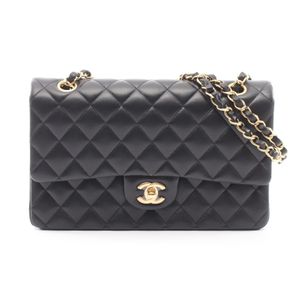 【ของมือสอง】ชาเนล (CHANEL) กระเป๋าสะพายไหล่ รุ่นมาทราสเซ่ (Matelassé) ดับเบิลแฟลัป สีดำ หนังลูกแกะ (Lambskin) สายโซ่ สำหรับผู้หญิง