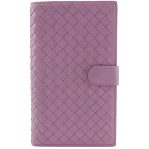 Bottega Veneta Intrecciato Long Wallet, Calfskin, Pink, Snap Button, Women's [Used]