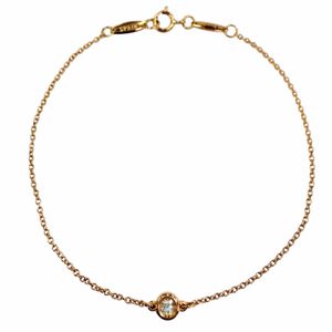 狀況極佳 ◇ TIFFANY&Co. Tiffany By the Yard Elsa Peretti 750 (PG) 手鍊，鑲嵌 1 顆鑽石（約 0.1 克拉），直徑約 4.55 毫米，玫瑰金，西班牙製造，重量 1.34 克，女士款。