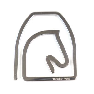 Excellent condition ○HERMES Z4140 Equestre logo engraved horse-shaped bill clip money clip silver Made in France