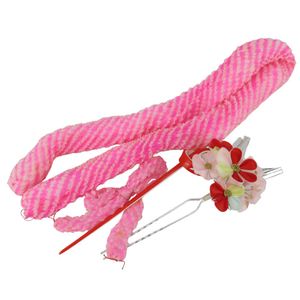 4-piece hair ornament/kanzashi set, synthetic fiber and metal. [Used]