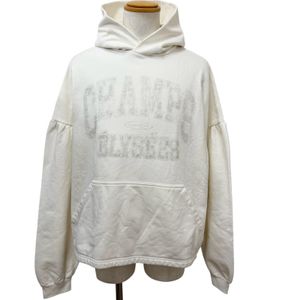 미사용품 □ BALENCIAGA 발렌시아가 2024년 제작 818433 샹젤리제 로고 프린트 풀오버 스웨트셔츠 후드티 아이보리 3 정품 남성용