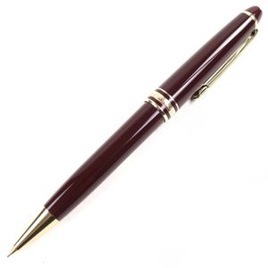 极美品○MONTBLANC（蒙特布朗） Meisterstück（大师系列）经典款 logo刻印 白星款 旋转式自动铅笔 酒红色 金色 附带盒子 德国制造