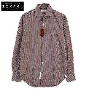 Loro Piana FAI5029 Bordeaux x White 100% Cotton Stripe Long Sleeve Button Shirt XS [Used]