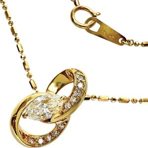 Diamond (estimated I-VS2 clarity/marquise cut) 0.572ct, other diamonds 0.08ct, K18 gold necklace, 5.5g, 40cm, women's. [Used]