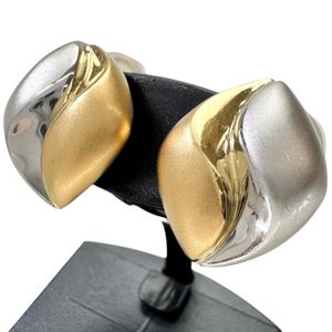 Two- Color earrings, K18 gold/Pt900 platinum, 3.7g, women's. [Used]
