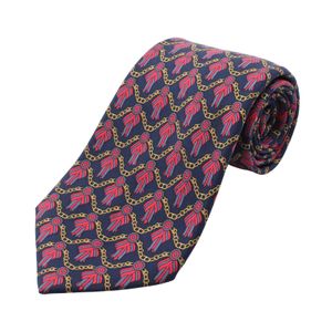 【中古】 エルメス HERMES ネクタイ チェーン柄 シルク ネクタイ メンズ Used A