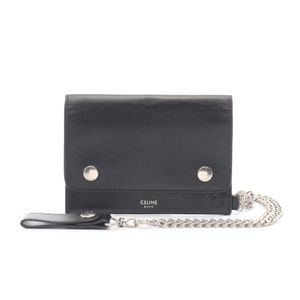 [Used] CELINE Biker Chain Wallet 10C633BLX.38SI Black Leather Biker Chain Wallet Men's Used B