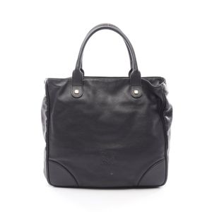 [Used] LOEWE Anagram Tote Bag, Black Leather, Women's, Used B