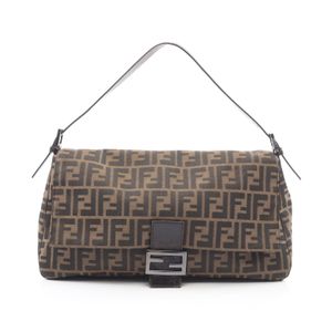 [Used] Fendi FENDI Bucket Shoulder Bag, Zucca Braun/Black Canvas Leather, Zucca Pattern, Women's Shoulder Bag