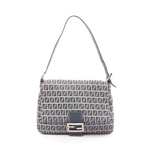 [Used] FENDI Bucket Zucchino Shoulder Bag 2308-M426-018 Ivory/Navy Canvas Leather Zucchino Mamma Bucket Handbag