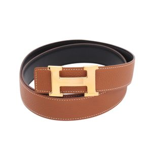 【中古】 エルメス HERMES ベルト コンスタンス Hベルト ゴールド リバーシブル カーフ（牛革） ベルト メンズ Used A