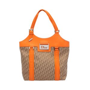 [Pre-owned] Dior Street Chic Trotter Tote Bag, Beige/Orange Canvas Leather, Women's Street Chic Trotter Tote Bag