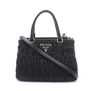 [Used] Prada PRADA Tote Bag TESSUTO GAUFRE' 2WAY 1BA173 Black Nylon Leather Gathered 2-way Tote Bag Women's Used A