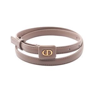 [Used] Dior Belt CD Logo Mini Beige Leather Mini Belt Beige Women's Used A