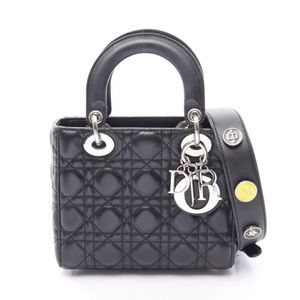 [Pre-owned] Dior handbag, LADY DIOR MY ABCDIOR, Lady Dior Small Cannage 2-way bag, black leather, Lady Dior Cannage 2-way tote bag, small.