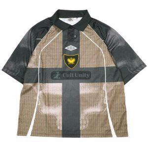 umbro x SLAM JAM 앤부로 슬램잼 25AW 별주 Cult Unity Check Polo 체크 폴로셔츠 UBMW0401FA250 L 베이지/블랙 반팔 게임 셔츠 저지 탑【중고】【umbro × SLAM JAM】
