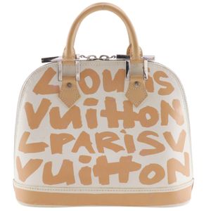 루이 비통 LOUIS VUITTON 알마 PM 핸드백 그래피티 M92180 카프 2001년 베이지/흰색 BA0041 손잡이, A5 더블 지퍼 알마 PM 여성용【중고】