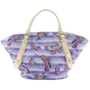 살바토레 페라가모 Salvatore Ferragamo 나비 패턴 토트백 간치니 AU-21/6411 나일론 보라색 어깨걸이, 손잡이, A4 마그넷 타입 나비 패턴 여성용【중고】