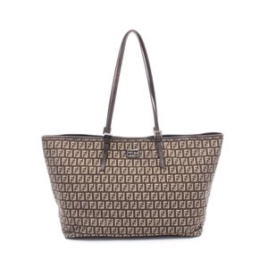 [Used] Fendi FENDI Tote Bag 8BH127 Beige/Dark Braun Canvas Leather Zucchino Tote Women's Used B