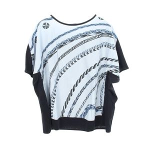 【中古】 エルメス HERMES 半袖Tシャツ プリント切替 コットン レーヨン Tシャツ レディース Used A