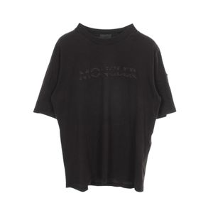 [Used] MONCLER Short-Sleeve T-Shirt, Logo Embroidery, Crew Neck, Black Cotton T-Shirt, Men's, Used B
