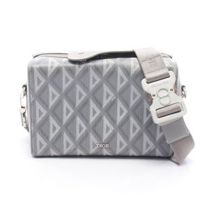 [Used] Dior Shoulder Bag CD Diamond Lango 22 1ADPO249CDP Gray PVC Coated Canvas Leather CD Diamond Lango 22 Shoulder Bag