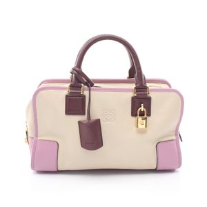 [Used] LOEWE Amazona 28 Handbag, Ivory/Pink/Bordeaux Leather, Women's, Used B