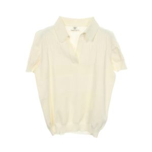 【中古】 エルメス HERMES ポロシャツ ショートスリーブ ニット 6E2659DX ベージュ シルク レーヨン 半袖ニット レディース 未使用