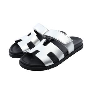 [Pre-owned] Hermes HERMES Sandals, Cypres, Silver Leather Sandals, Women's, Unused