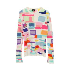 [Used] Chanel CHANEL Knit Coco Mark Button All-over Pattern Rib P61405K46714 Multi Cotton Cashmere Knit Women's Used A