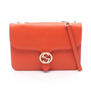 【중고】 구찌 GUCCI 숄더백 인터로킹G 510303 오렌지 가죽 인터로킹G 체인 숄더 여성용 Used A