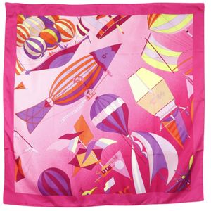 エルメス HERMES カレ90 スカーフ LES FOLIES DU CIEL 大空の狂気 シルク ピンク Carree90 レディース【中古】