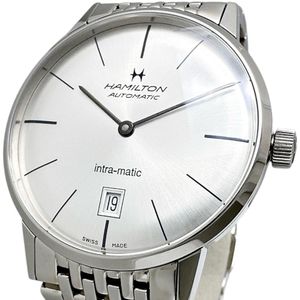HAMILTON/ Hamilton Intra-Matic H38455151 Skeleton Caseback Watch Stainless Steel Automatic Silver Dial Silver Strap Men's [Used]