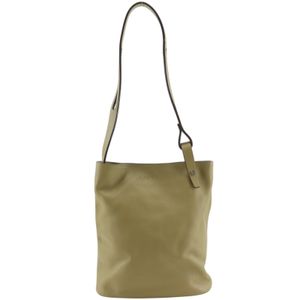 LOEWE Anagram Shoulder Bag, Lambskin, Olive, Shoulder Bag, A5 Size, Magnetic Closure, Women's [Used]