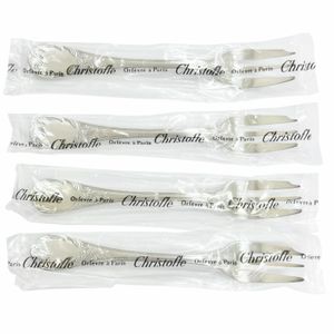全新未使用 △ Christofle Marly 蛋糕叉套組(4 件),未開封,鍍銀餐具,附收納盒,女款