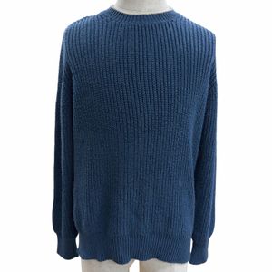Excellent condition Loro Piana 100% cotton crew neck long-sleeve knit sweater, blue, size 48, made in Italy, authentic men's item.