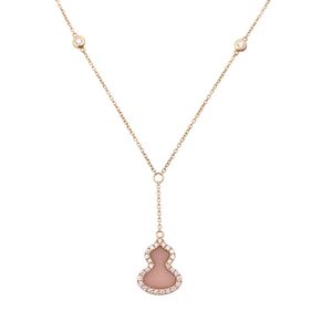 Like New Qeelin Wulu Diamond 750PG Gourd Necklace, 0.133ct Diamond / K18 Pink Gold / Pink Shell Jewelry 1545 [Used] Qeelin