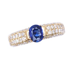 아름다운 상태의 사파이어 0.69ct, 다이아몬드 0.54ct K18YG 링 반지, 옐로우 골드/사파이어/다이아몬드 11호 주얼리 0040【중고】 여성용