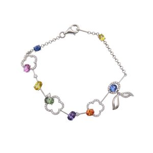 아름다운 컬러 사파이어 3.25ct, 다이아몬드 0.77ct K18WG 화이트 골드 브레스렛입니다. 이 멀티컬러 주얼리는 중고 제품으로, 여성분들에게 적합합니다.