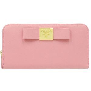 미사용 프라다 사피아노 라운드 지퍼 1ML506 레더 핑크 롱 월렛 1236【중고】PRADA